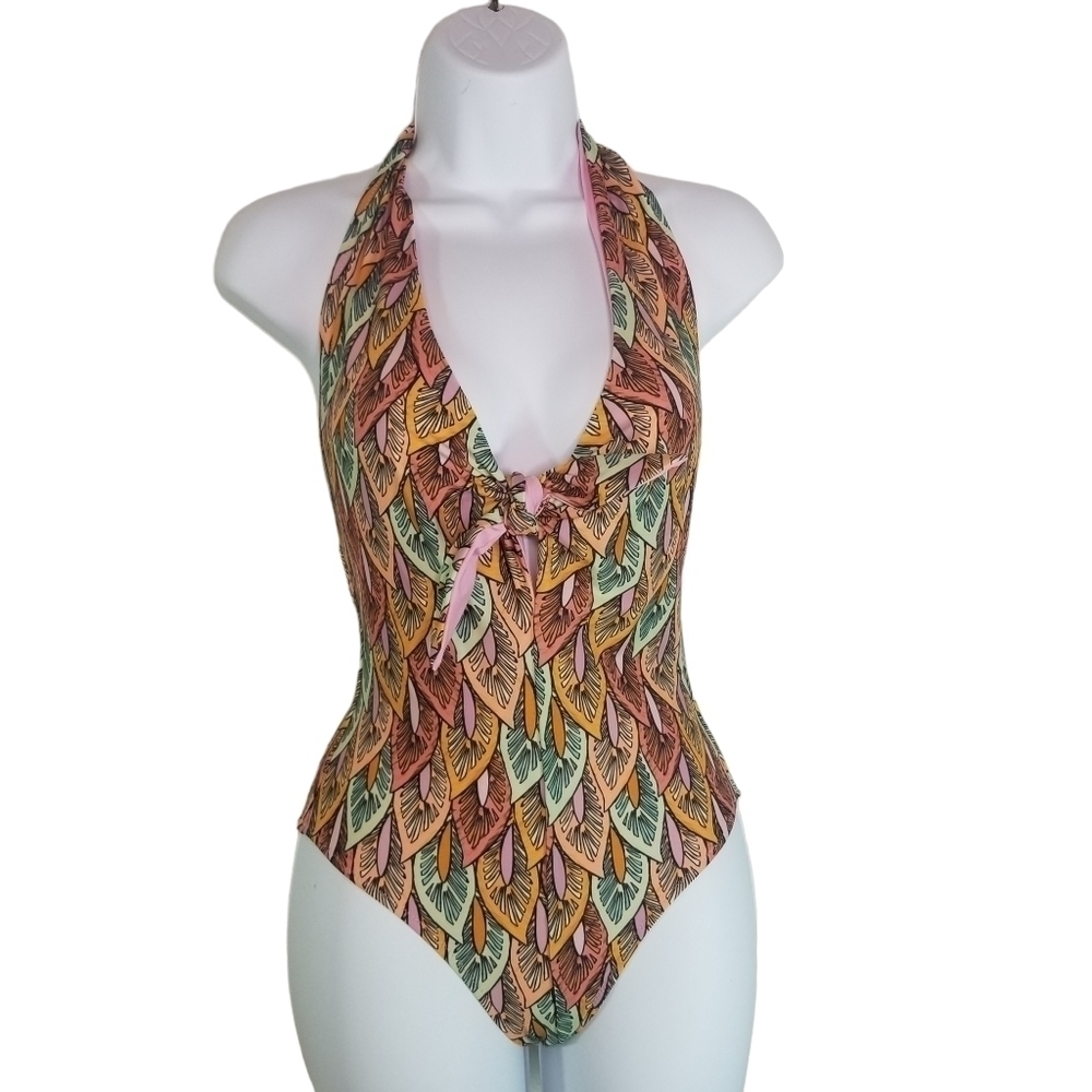 Zara floral leaf print one piece swimsuit